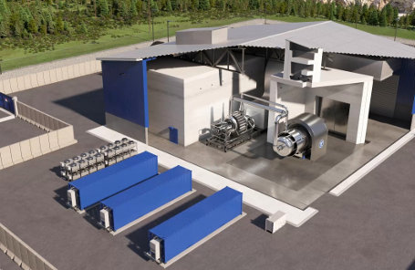 Rendering of an eVinci Microreactor located at a remote mining site.