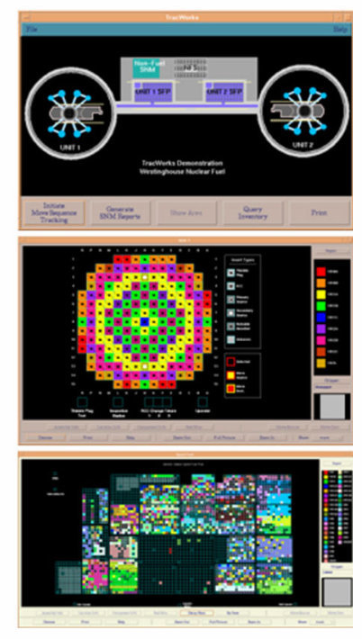 TRACWORKS provides graphical displays of fuel storage throughout the plant
